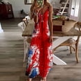 thumbnail image 1 of SMihono Robe Maxi Bohème d'Été pour Femmes Grande Taille Robe Longue Sans Manches Imprimée Jour de l'Indépendance Robe de Plage, 1 of 5