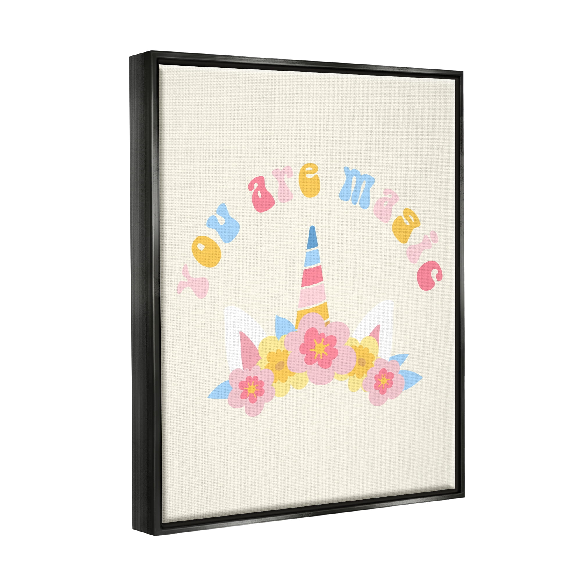 Stupell Industries Fun You Are Magic Phrase Fairy Tales & Fantasy Painting Black Floater Framed Canvas Art Print Wall Art, 25 x 31