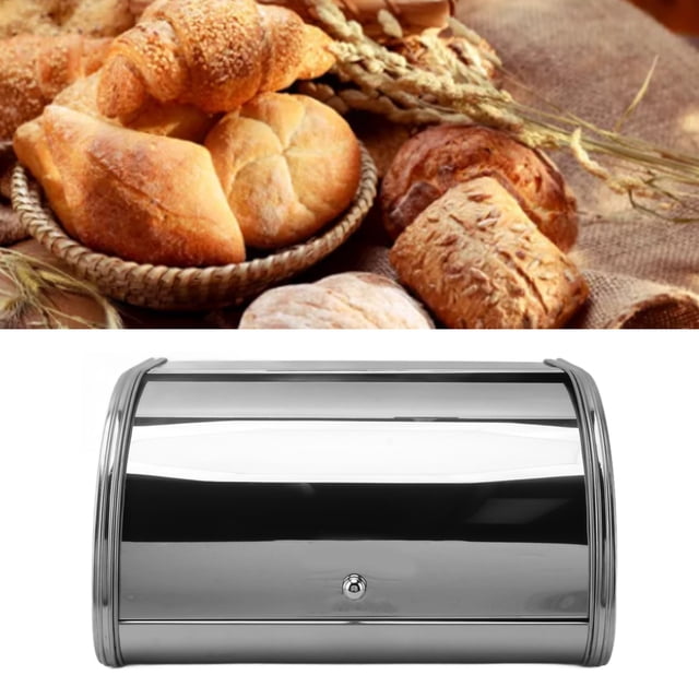 Metal Bread Box, Kitchen Countertop Roll Up Lid Bread Storage Holder Bread Box, Bread Bin Loaf Keeper For Dry Food Save, Vintage Style