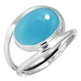thumbnail image 1 of 925 Silver Ring For Women - Men Blue Chalcedony Stone Silver Ring Size 12 Fashion Silver Ring Size 12 Gift For Girl Friend On New Year 925 Gemstone Silver Jewelry, 1 of 5