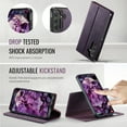 thumbnail image 5 of Flip Wallet Case For Samsung Galaxy S23,Vintage PU Leather Magnetic Folio Cover with Detachable 2 in 1 Cash & Card Holder,Kickstand - Soft inner TPU Shockproof Durable Phone Case,Purple, 5 of 13