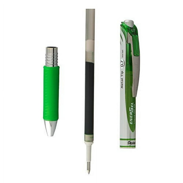 Pentel EnerGel RTX Retractable Liquid Gel Pen, (0.7mm) Metal Tip, Medium  Line, Lime Green Ink, 12 pack (BL77-K) 