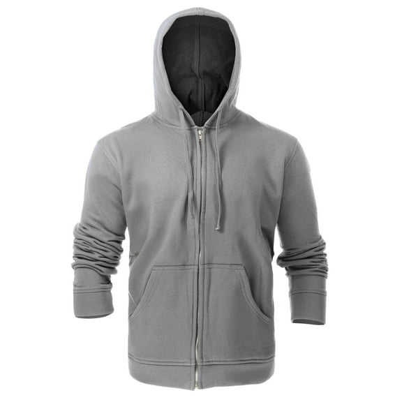 Flame Resistant Fleece Hoodies Zip-up Sweater - 100%C - 12 oz - Light Gray Color - Size: 2XL