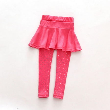 

Little Girls Pantskirt Kids Skirted Cotton Leggings Ankle Length Pants