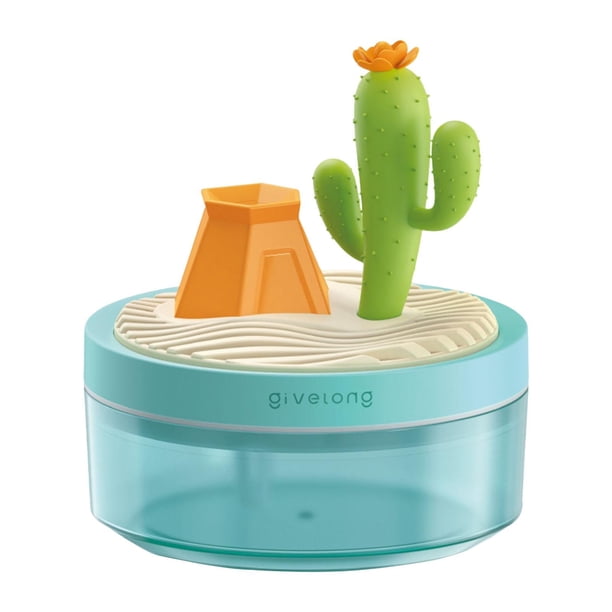 Humidificador mini con forma de planta, recargable, con llenado superior, 4 temporizadores y bajo nivel de ruido. Verde
