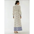 thumbnail image 3 of Printed Long Sleeve Maxi Dress with Belt, 3 of 6