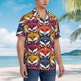 thumbnail image 5 of Xecao Fox Face print Hawaiian shirt - a stylish short-sleeve button-down for men, perfect for casual beach and tropical outings., 5 of 9