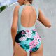 thumbnail image 2 of Traje de baño de una pieza sin espalda a rayas con cuello redondo para mujer - Talla L, 2 of 5