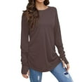 thumbnail image 2 of YDDIAN Oversized Tshirts for Women Crewneck Lightweight Loose Fit Sweaters Long Sleeve Winter Fashion Tunic Tshirts with Thumb Holes Coffee XL, 2 of 6