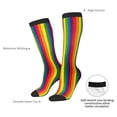 thumbnail image 5 of Rainbow Stripe Print Knee High Socks for Women Long Leg Warmers Socks, 5 of 7