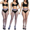thumbnail image 2 of Littleforbig High Waist Tights Fishnet Mesh Net Stockings 3 Pairs Blue, 2 of 6