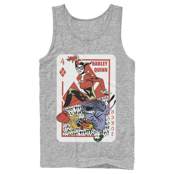 Men's Batman Harley Quinn Joker Poker Card Tank Top Athletic Heather X Large