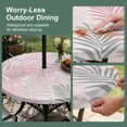 thumbnail image 5 of Round Outdoor Tablecloth with Umbrella Hole and Zipper, Pink Grey Palm Leaves Tablecloth with Elastic Waterproof, Summer Botanical Tropical Leaf Patio Table Covers for 45" - 54" Picnic Pool Tables, 5 of 9