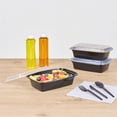 thumbnail image 3 of Restaurantware-Asporto 38 Ounce Take Out Containers, 100 Food Containers With Lids - Microwavable, Disposable, Black Plastic To Go Boxes For Food, No BPA, For Take Out And Delivery, 3 of 10