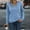 Light Blue, variant on Blmnix Oversized Valentine Tee Shirts for Women Cotton Pullover T-shirt Long Sleeve Slit Neck Blue Club Tops,L