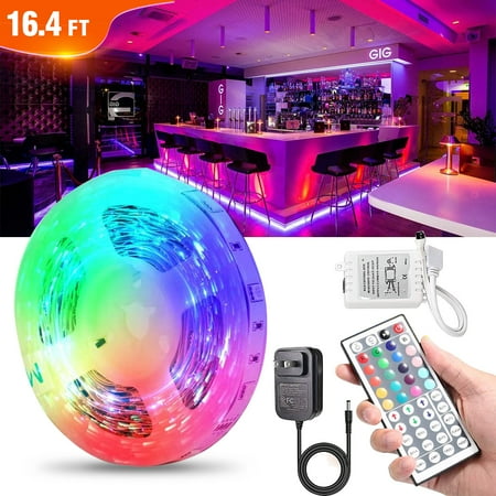 LED Strip Lights 16.4Ft 5050SMD RGB LED Lights for Bedroom LED Color Changing Strip Light with Remote Controller for Home Decoration Desk Gaming Room Party
