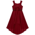 thumbnail image 6 of Linjinx Kids Girls Bridesmaid Party Dress Sequin Ruched Sleeveless High-low Hem Grace Chiffon Dress Burgundy 10, 6 of 7
