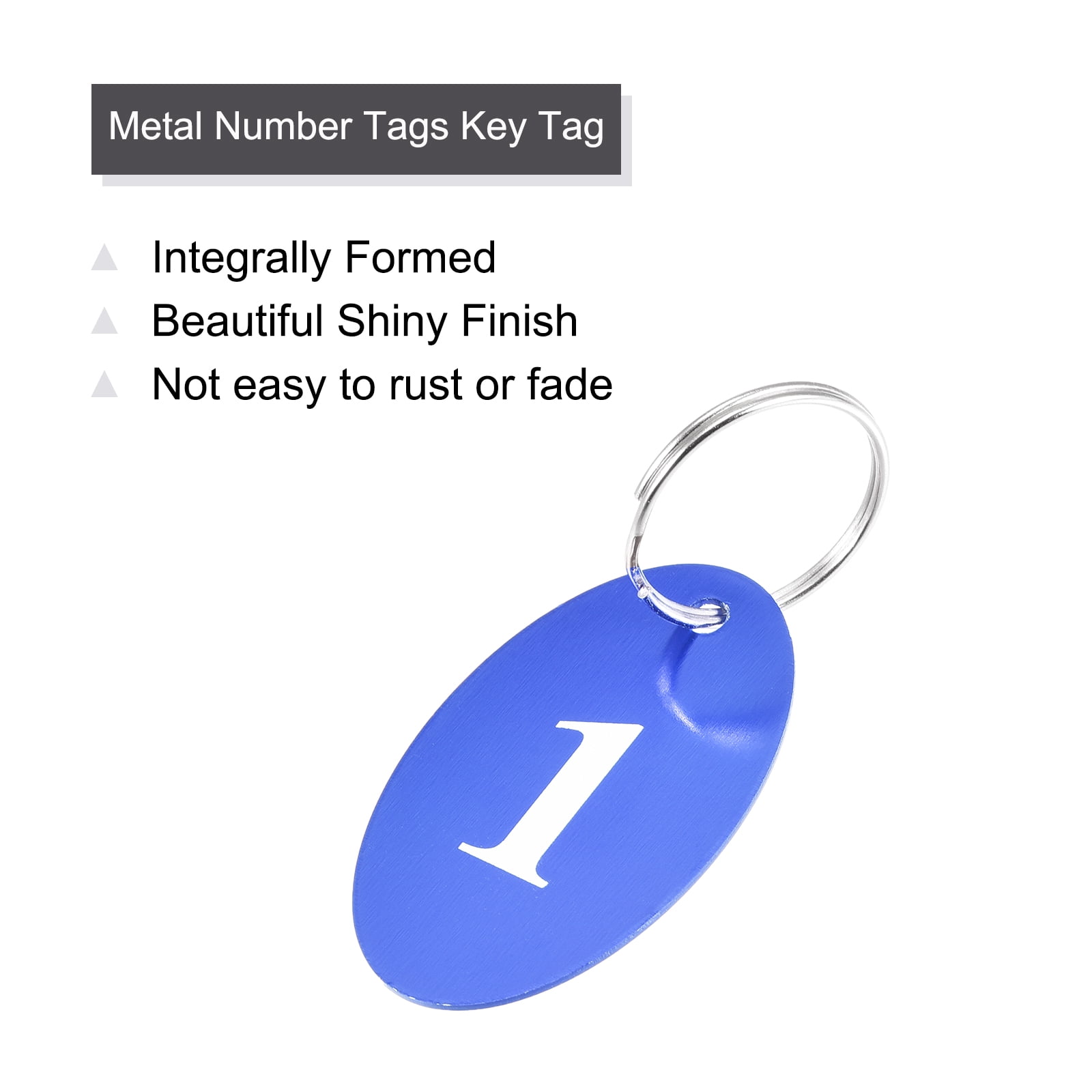 Uxcell Oval Number Tags Key Tag with Ring, 1-100 Numbered Blue ID Tag for Coding, Decoration, Pack of 100