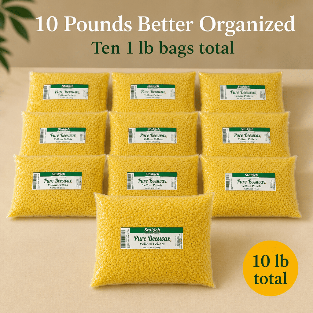 Stakich Beeswax Pellets for Candle Making, 10 lbs (Yellow)