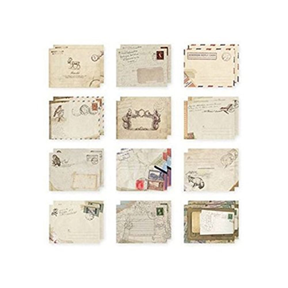 12Pcs Square Mini Greeting Cards with Envelopes for Children Kids Xmas Gifts 