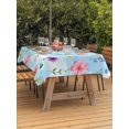 thumbnail image 3 of Outdoor Tablecloth with Umbrella Hole for Patio/Picnic/Party/Camping, Summer Floral Waterproof Table Cloth Rectangle Table Cover Washable, Pink Wildflowers Country Botanical Sky Blue (52"x 70"), 3 of 9
