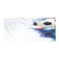 thumbnail image 1 of Soccer Hiking Towel, Soccer Ball Surrounded by Art Graphic Vivid Petals Football Game Theme, Quick Dry Soft Lightweight Microfiber for Camping Backpacking Sports, Dark Blue White Black, by Ambesonne, 1 of 2