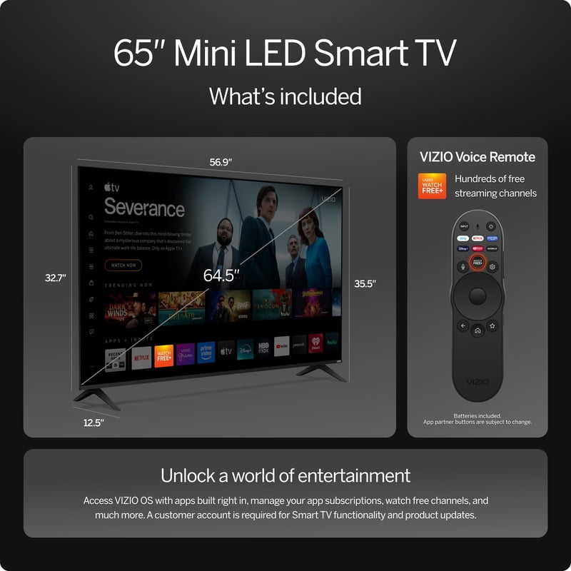 VIZIO 65 Mini LED Quantum 4K QLED HDR Smart TV (NEW 2026) VQM65C-10 feature detail