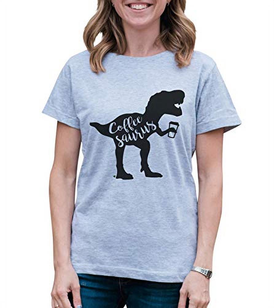 7 ate 9 Apparel Women's Coffeesaurus Dinosaur T-Shirt Grey - Walmart.com