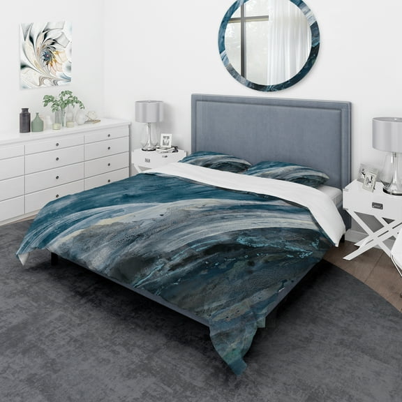 Designart 'Splash Blue Indigo' Geometric Duvet Cover Set