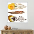 thumbnail image 2 of Designart 'Ethnic Yellow Feather From Wing On White' Bohemian & Eclectic Framed Canvas Wall Art Print, 2 of 5