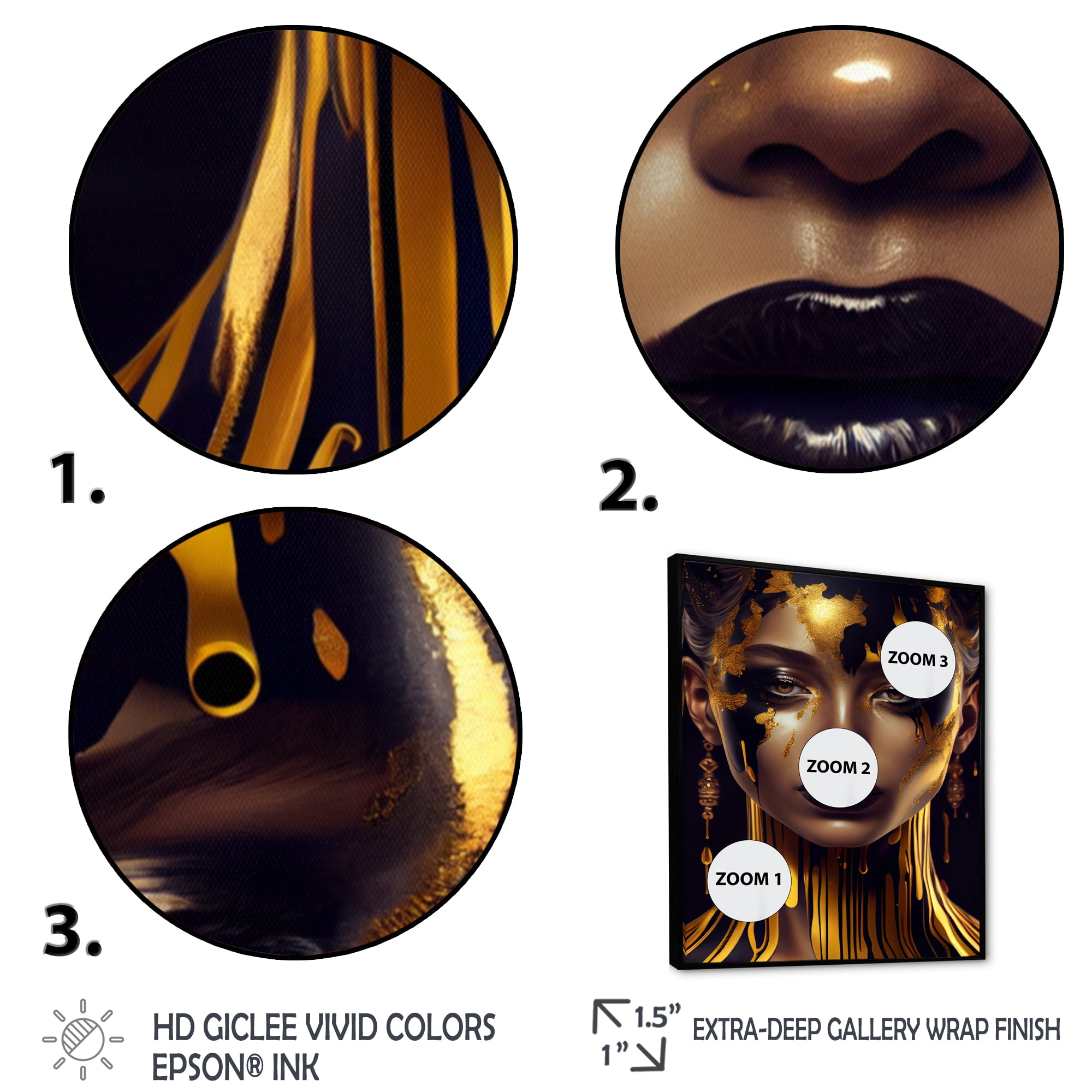 Designart Sensual Liquid Gold Woman V Floating Frame Wall Art