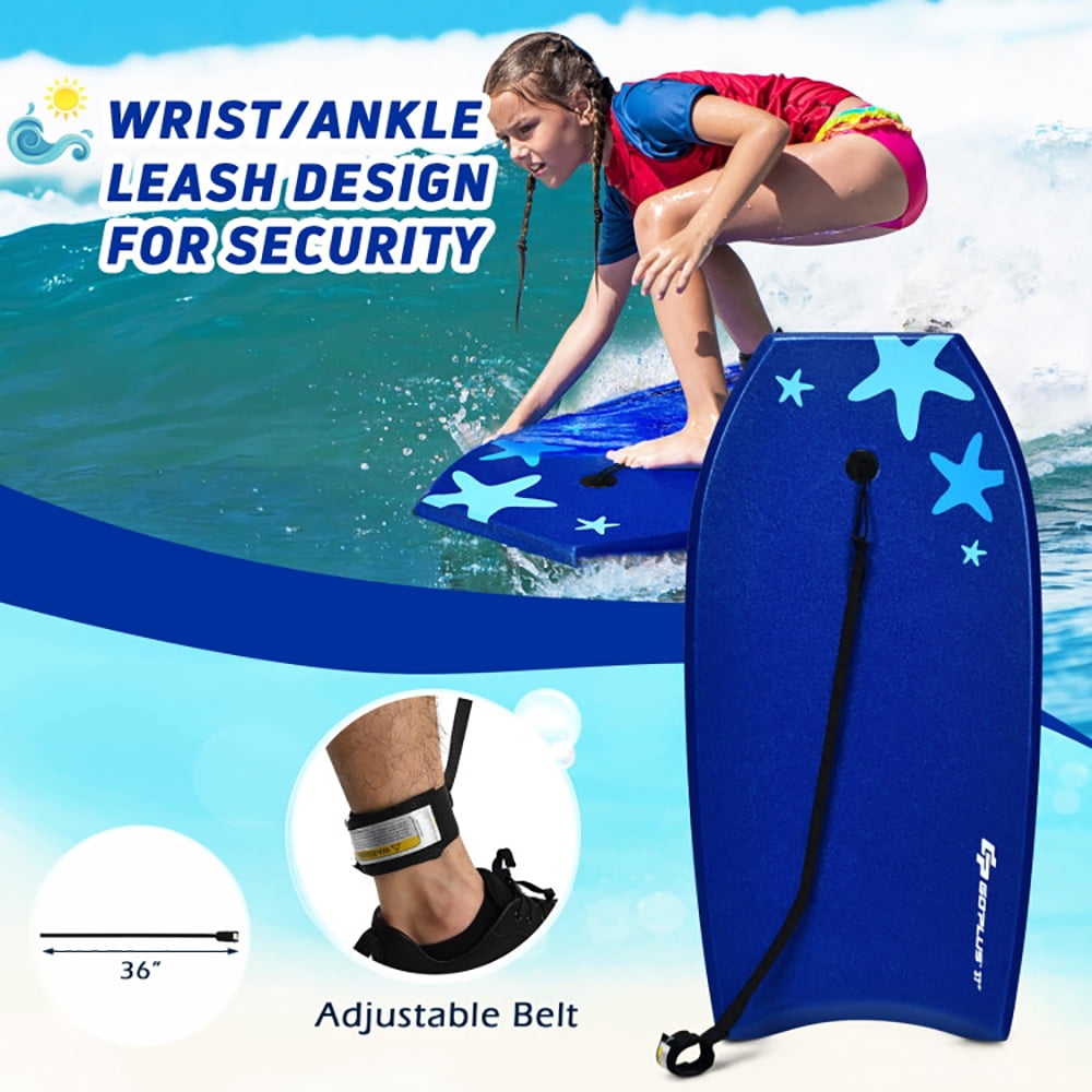 Demifill Boards for Beach, 33 Inch Lightweight Super Portable Surfing Bodyboard-S, Superior Buoyancy EPS Core & HDPE Slick Bottom, Surfboard for Kids Teens Adults Surfing, Blue