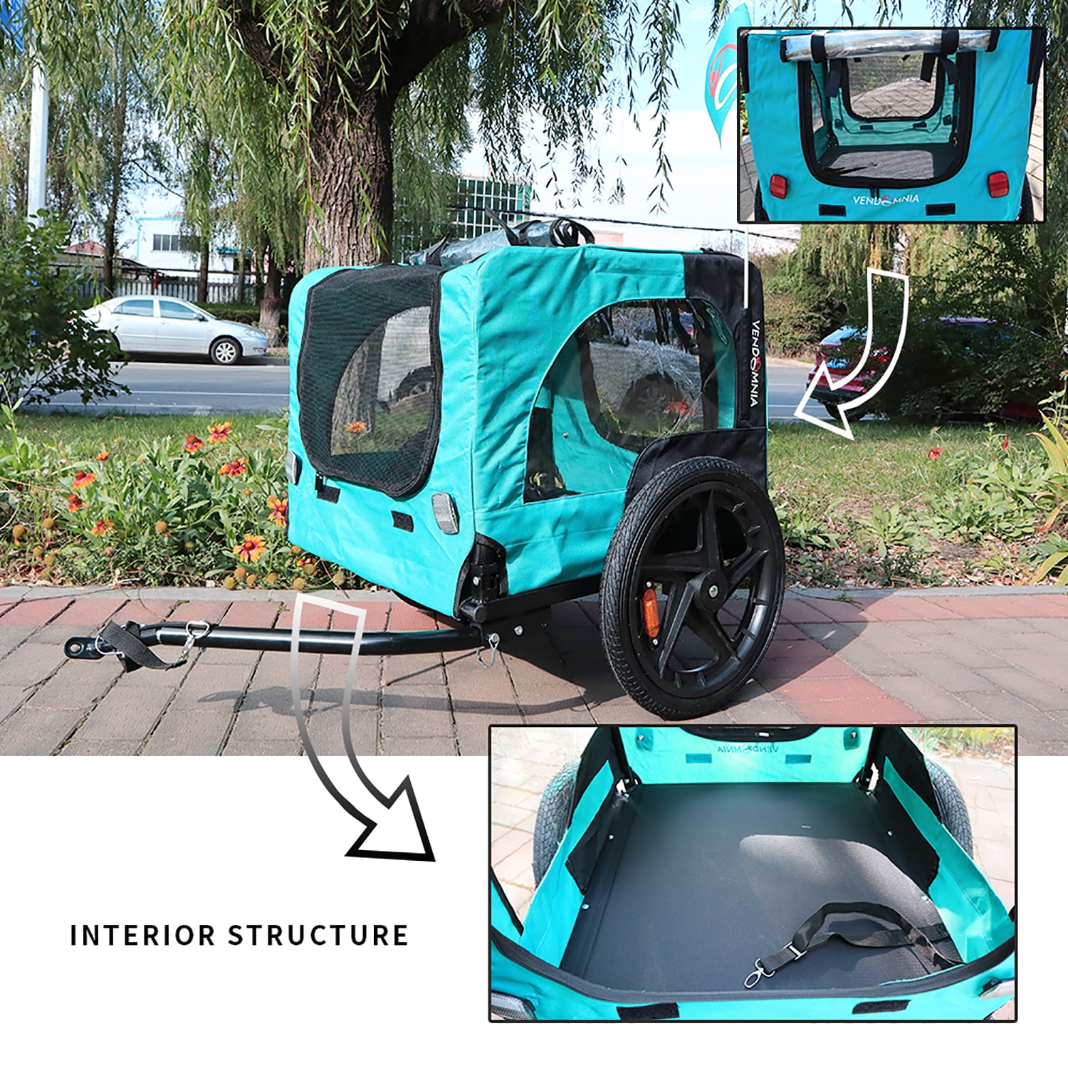Pefilos 45" Dog Bike Trailer, Pet Stroller Bicycle Carrier w/Hitch, Suspension, Visibility Flag, air wheel Pet Bike Trailer for Dogs 66lb Weight Capacity, Light Blue Pefilos 45" Dog Bike Trailer, Pet Stroller Bicycle Carrier w/Hitch, Suspension, Visibility Flag, air wheel Pet Bike Trailer for Dogs 66lb Weight Capacity, Light Blue