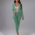 thumbnail image 2 of HAPIMO Women's Suits for Work Business Attire 2 Piece Blazer Pants Set Zipper Lapel Tracksuits Discount Green L, 2 of 6