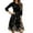 Black, variant on WTOBBY Women's Elegant Floral Print Waistband Round Neck 3/4 Sleeve Dress, Flowy Casual Sundress with Feminine Silhouette for Outings,Black L