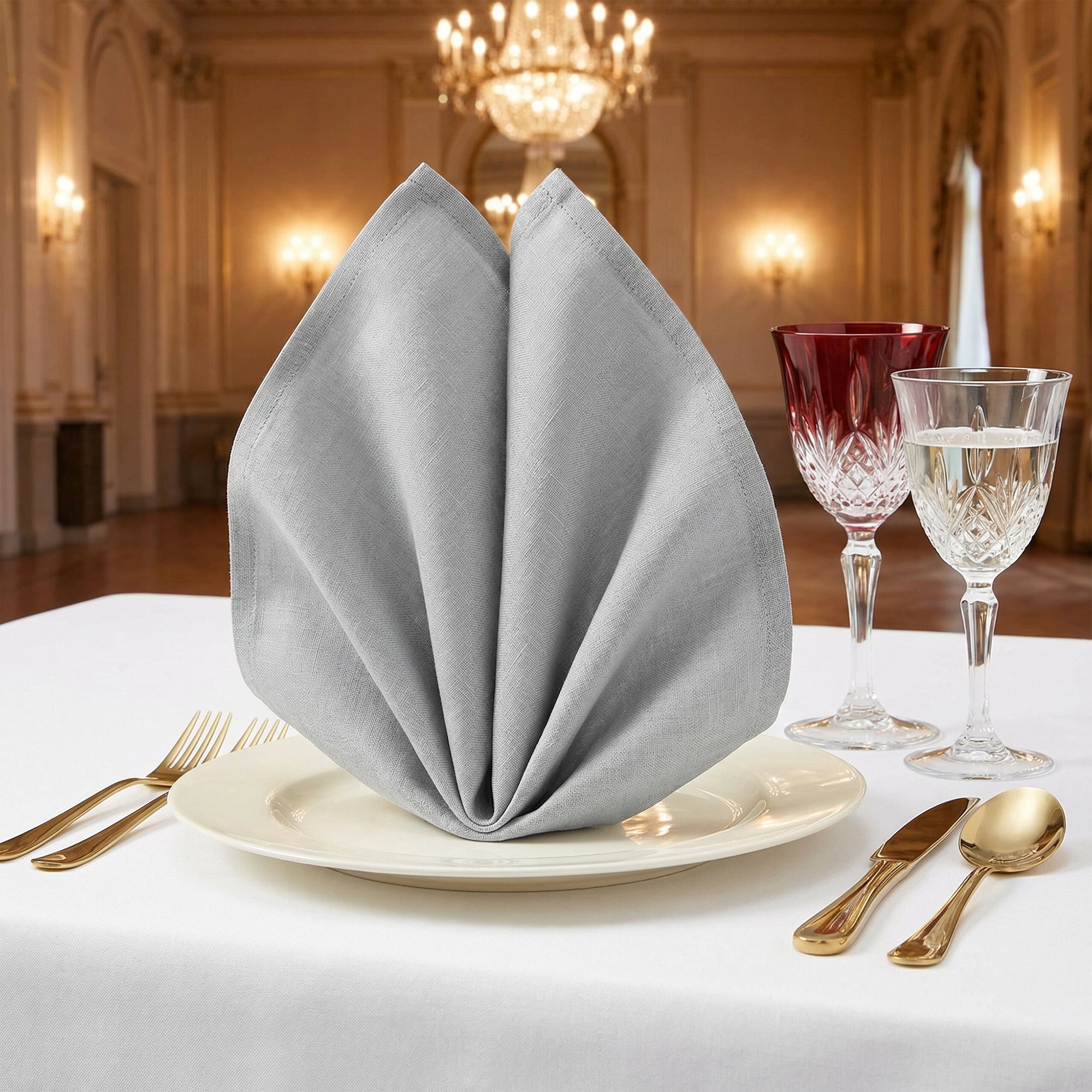 Unique Bargains 6Pcs Cotton Washable Cloth Napkins Gray 16x16inch