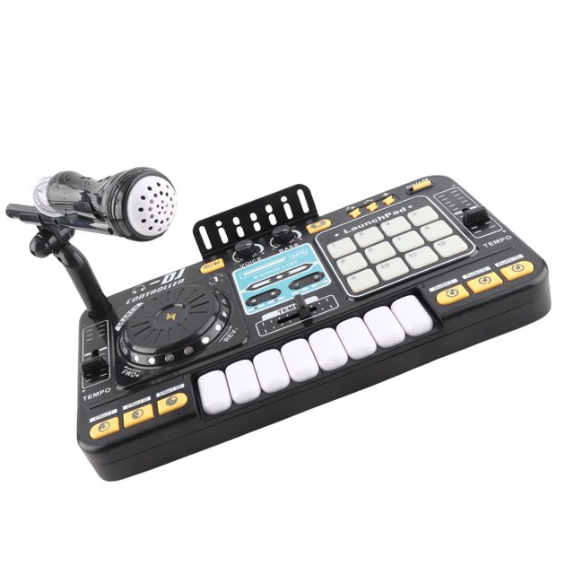 Electronic Sound Mixer, 1200mAh Battery Ambiance Lighting Effect Speed Control DJ Music Mixer for Celebration Events