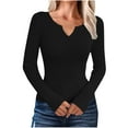 thumbnail image 1 of Swstbby Soldes d'Automne! Hauts d'Automne pour Femmes Grande Taille, Mode Décontractée à Manches Longues Col en V Noir TG, 1 of 4