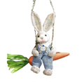 thumbnail image 1 of Easter Straw Bunny Figurine, Straw Rabbit on Carrot Swing, Bunny Statue Hanging Ornament for Easter Holiday Home Decor B, 1 of 5