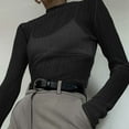 thumbnail image 4 of Women'S Pleated Long Sleeve Sheer Tops Black S, 4 of 7