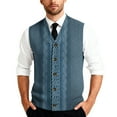 thumbnail image 2 of Men's Sweater Vest Dress Knit V Neck Button Sleeveless Casual Cardigan Sweaters Blue L, 2 of 7