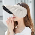 thumbnail image 3 of Prolriy Visor Hats for Women Women Sun Folding Hairband Hairpin Sun Hats for Women Beige, 3 of 5