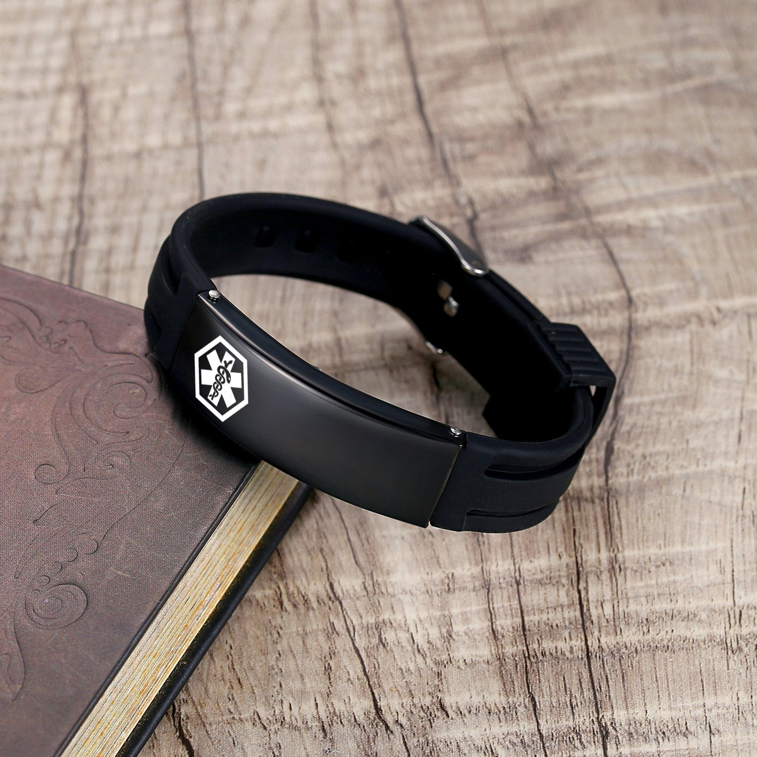 Black Braided Leather And Silver Medical Alert Bracelet By Morgan & French  | notonthehighstreet.com
