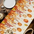 thumbnail image 2 of ERUNPONLY Pumpkins Fall Table Runner - 108 Inch Long Thanksgiving Orange Maple Leaf Cotton and Linen Blended Dress Scarves Farmhouse Table Runner for Kitchen Dining, Coffee Table, 13" x 108", 2 of 8