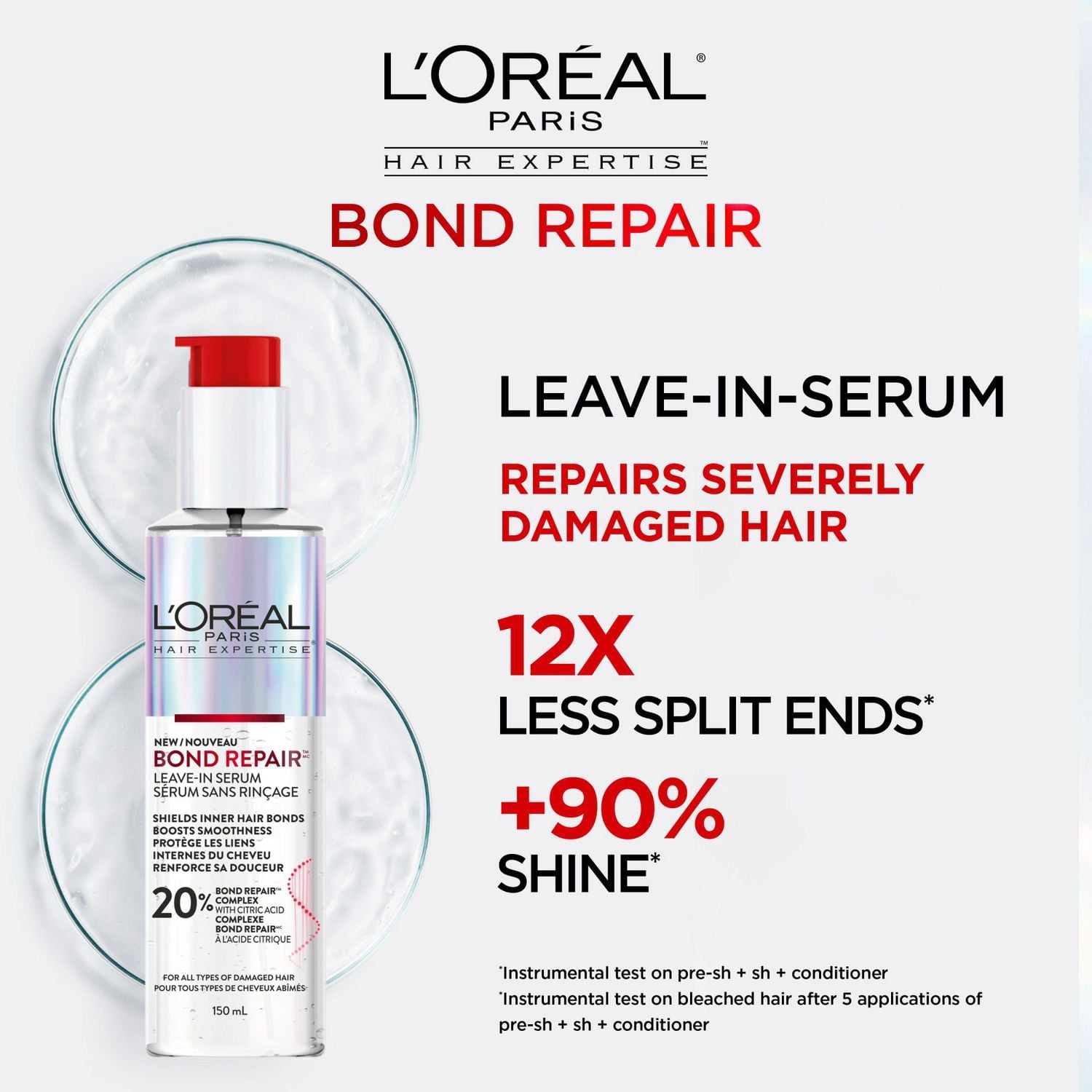 L'Oréal Paris Bond Repair Hair Serum, Up To 12X Less Split-ends, 150 mL