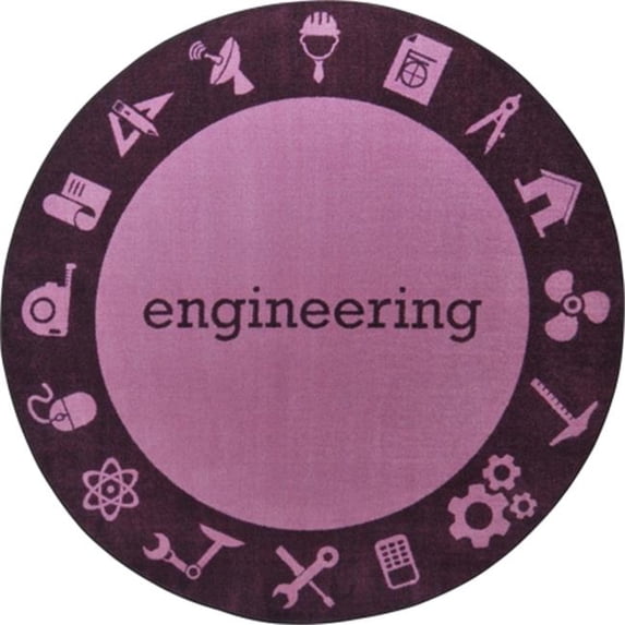 Joy Carpets 1912H-03 Engineering Stem Classroom Seating Round Rug Purple - 5 ft. 4 in.
