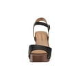 thumbnail image 6 of Lucky Brand Zashti Black Leather Open Toe Platform Embellished Wedges Sandals (BLACK, 10), 6 of 6