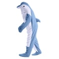 thumbnail image 2 of Maqroz Adult Animal Dolphin Onesie Pajamas Unisex Fleece Halloween Costume Long Sleeve Sleepwear Cosplay Jumpsuit Homewear Winter Warm Party Outfit, 2 of 7