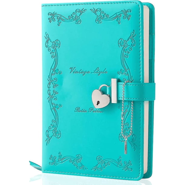 Diario con cerradura y llave para niñas Espesar 360 páginas Diario de bloqueo en forma de corazón de cuero Lindo cuaderno de diarios secretos bloqueados para mujeres adultas A5 (rosa