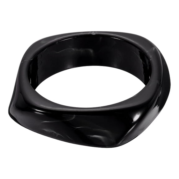 Uxcell Chunky Irregular Acrylic Resin Bangle Bracelet for Women, Cuff Wide Geometric Stackable Bangles Tortoiseshell Acetate Wristband Bracelet Statement Jewelry, Black